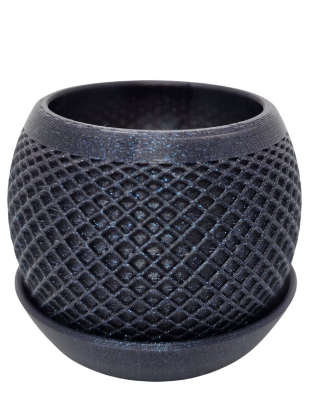 Mesh Titanium Sparkle Small 2" Succulent Planter Drip Tray 3D Printed Plant Pot
